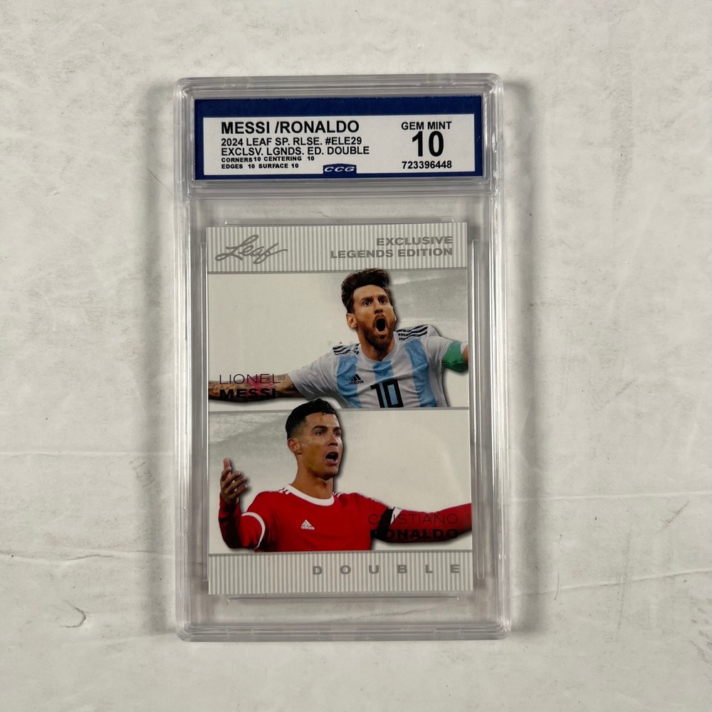 2024 Leaf Exclusive Legends Messi Ronaldo #ELE29 CCG Gem Mint 10 Soccer Card